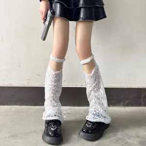 Weiße Spitzen Beinwärmer Damen Sommer dünne Waden Socken JK Stil japanische Subkultur Socken