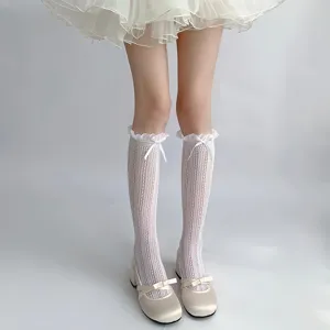 Sommer süße Lolita Spitzen Wadenstrümpfe mit niedlicher Schleife für Mary Jane Schuhe.
