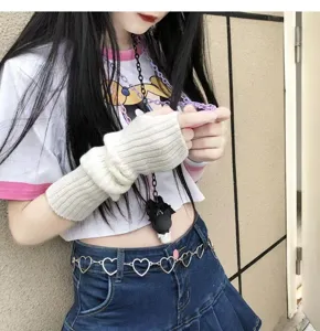 Knit arm warmers Japanese Harajuku fingerless sleeves punk gothic winter warm fashion accessories