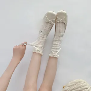 Sommer japanische dünne spitze rüschen waden socken kombiniert mit süßen mary jane schuhen.