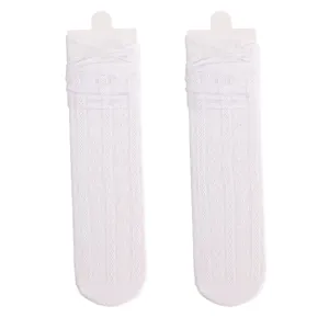 Weiße Spitzen Kniestrümpfe für Damen, süße Lolita Stil atmungsaktive Sommer lange Strümpfe.