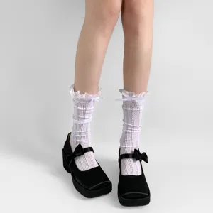 Sommer japanische dünne Spitzenstrümpfe kombiniert mit Mary Jane Schuhen, süße Lolita Socken.