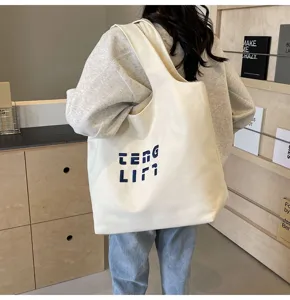 Große Kapazität Segeltuch Umhängetasche für Damen minimalistische lässige Tasche Alltag