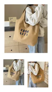 Grosse Kapazitaet Leinen Umhaengetasche fuer Damen, stilvolle Shopper Tasche fuer Pendler.