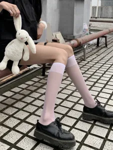 Calcetines blancos transparentes estilo JK para mujeres, medias de verano ultrafinas.