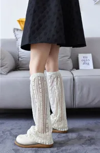 Détail des jambières en dentelle anti-UV, manches de jambe d'été respirantes.
