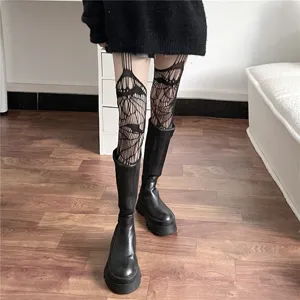 Collant a rete cavi neri calze con reggicalze gotiche calze alte sexy da donna outfit
