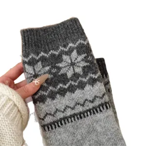 Grijs fair isle gebreide beenwarmers vrouwen winter warme slouchy sokken voor laarzen