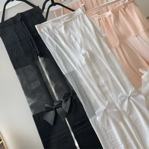 Japanese Cute Fake Over Knee Spliced Bowknot Pantyhose Women Sweet JK Uniform Garter High Stockings Sexy Nylon Tights