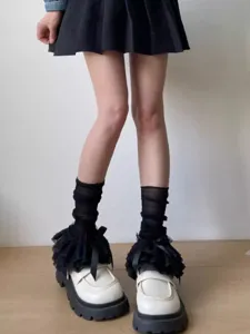 Sommer dünne spitze rüben sockenhüllen lolita mehrschichtige süße stapelsocken beinstulpen