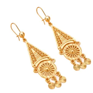 Orecchini Pendenti a Triangolo Cavato Oro Vintage Bohémien Nappa Lunga Gioielli Donna