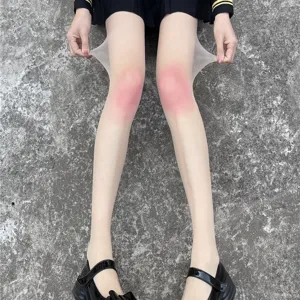 Women's Ultra Thin Blush Gradient Pantyhose JK Cute White Silk Tights Sexy Smooth Sheer Stockings Legwear
