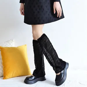 Black sheer leg warmers sheer gothic hosiery summer sun protection Harajuku leg covers