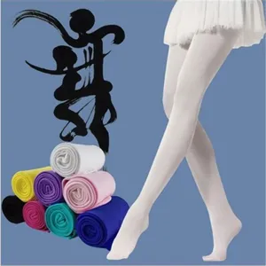 Collants de danse pour enfants blanc bas collants filles pratique chaussettes elastique ballet