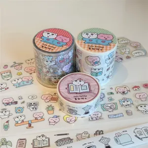 Cute Puppy Bear Washi Tape PET Sticker Roll Decorative Adhesive Tape For Journaling Scrapbooking Diary Planner Craft