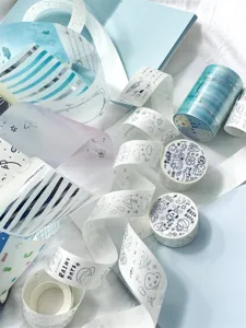 Rubans adhésifs Washi argentés, autocollants en papier sulfurisé, papeterie mignonne et pratique.