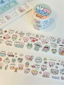 Cute cartoon bear sticker washi tape roll decorative journaling pet tape soft holiday