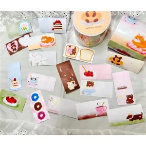 Cute Washi Tape Samples Set Decorative Masking Tapes Featuring Cute Animals and Dessert