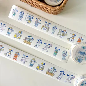 Cute cartoon puppy washi tape decorative masking stickers for journaling and DIY crafts