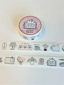 Cute sleepy bear washi tape roll decorative adhesive masking tape for journaling and scrapbooking