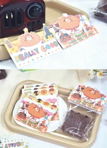 Tarjetas de encabezado de dibujos animados para bolsas de regalo, tarjetas plegables de 9 cm.