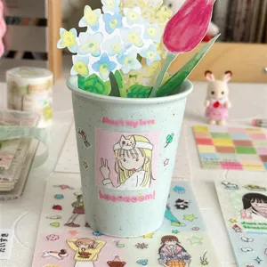 Schattige meisjes decoratieve stickers voor dagboek en esthetische briefpapierartikelen.