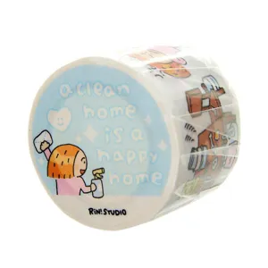 Cute washi tape roll with cartoon design decorative journal masking tape for daily use.