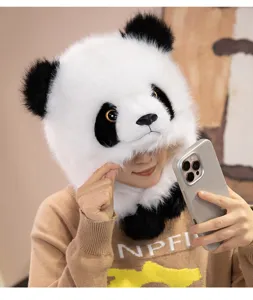 Lindo sombrero de felpa de panda invierno cálido peludo animal gorra regalo de niños
