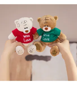 Cute couple teddy bears plush toys soft stuffed animal dolls with lovely sweaters for gifts.