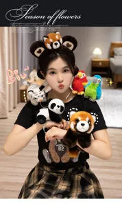 Bonito juego de muñecos de peluche para hombro y diadema, juguetes suaves para niños y uso diario.