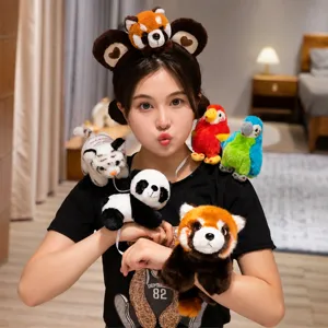 Lindo Juguete de Peluche de Animal Mapache Panda Tigre Loro Muñeca de Hombro Pulsera Slap Diadema Regalo para Niños