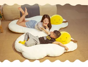 Cute fried egg plush floor mat soft tatami cushion bedroom sleeping pillow home decor
