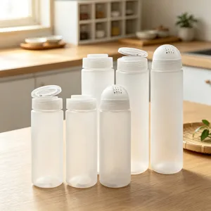 Bottiglia dosatore per spezie in plastica smerigliata per cucina barbecue e sale.