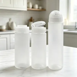 Set di spargitori di spezie in plastica opaca, barattoli trasparenti per cucina e barbecue.