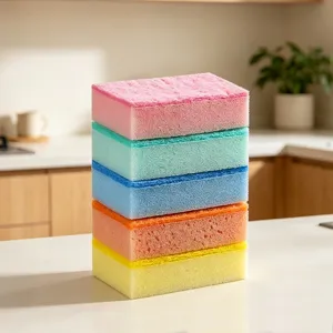 Éponge de nettoyage double face épaissie colorée pour la vaisselle et le lavage des casseroles