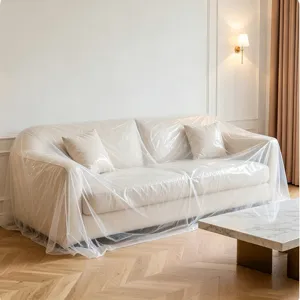 Funda Antipolvo Desechable de Plástico PE para Muebles Transparente Película Protectora Elástica Grande para Sofá Cama para Renovación del Hogar