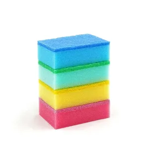 Éponges de nettoyage double face épaissies, tampons à récurer colorés pour vaisselle.