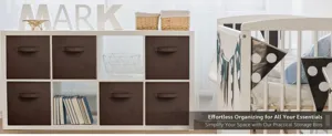 Fabric storage bins for cube organizer shelf foldable storage boxes with handle