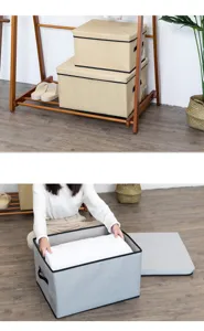 Stoff Aufbewahrungsbox fur Kleidung Decke Haushalts Schrank Organizer Behaelter grau