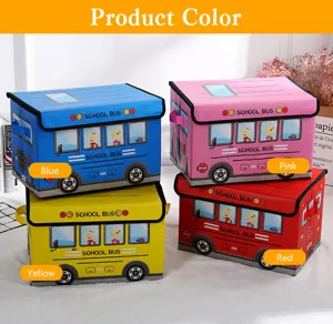 Tekeningen schoolbus opvouwbare opbergdoos voor speelgoed en kleding, non-woven organisator.