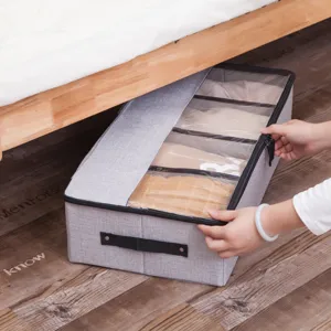 Grote Opvouwbare Katoen Linnen Kleding Opbergdoos Waterdichte Dekbed Organizer Tas Met Rits Handvat
