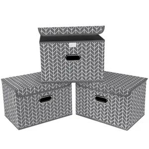 Scatola Portaoggetti Pieghevole in Tessuto con Coperchi e Maniglie in Metallo Organizzatore per Armadio per Vestiti Coperta Giocattolo