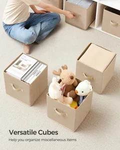 Collapsible fabric storage cube bins with handles for home closet and nursery organization