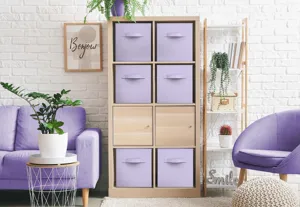 Collapsible fabric storage box cube bin organizer detail view for wardrobe closet and home tidy.
