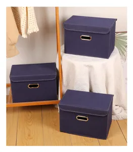 Faltbare Stoff-Aufbewahrungsbox mit Deckel und Goldgriff für Kleidung und Kleiderschrank.