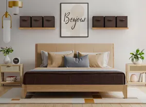 Foldable fabric storage boxes with handles, ideal for wardrobe and shelf organization.