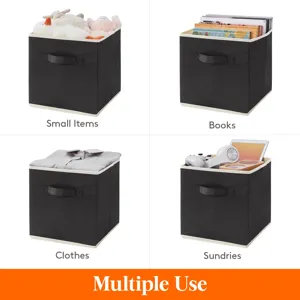 Foldable fabric storage box cube with handle, perfect for organizing clothes, books and toys.