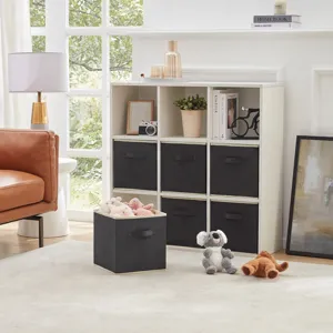 Foldable fabric storage box large square organizer bin for closet clothes and home shelf use