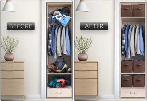 Foldable fabric storage box for wardrobe closet organization brown open bin container