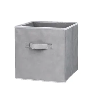 Scatola di immagazzinaggio in tessuto pieghevole cubo grigio per vestiti e giocattoli